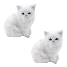 2X Réaliste Mignon Simulation En Peluche En Peluche Blanc Persan Chats Jouets Chat Poupées Table Décor Enfants Garçons Filles
