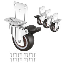 Rodízios de Montagem Lateral, Conjunto de 4 Rodízios com Freio, Rodas Pequenas em Forma de L para Móveis, Rodízios de Gabinete, 1,25 Polegadas