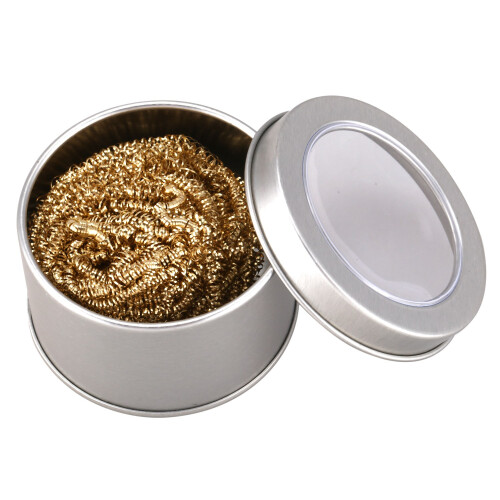 Soldering Iron Tip Cleaning Wire Scrubber Cleaner  w Metal Case
