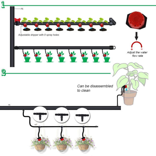 400 Adjustable Irrigation Drippers with Drip Irrigation Kit for Garden Watering Fitting
