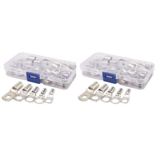 120X Bolt Hole Tinned Copper Cable Lugs Battery Terminals Set Wire Terminals Connector