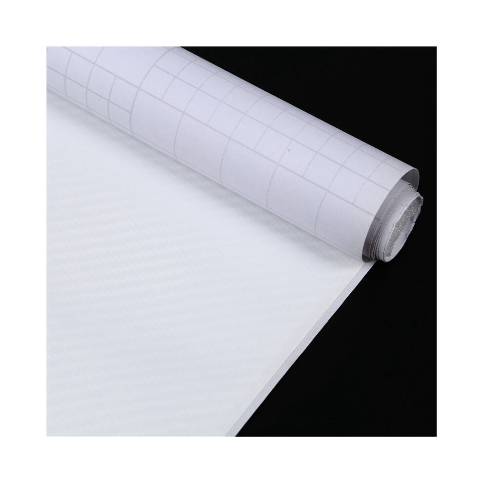 4X Diy 30X127 3D Carbon Fiber Decal Vinyl Film Wrap Roll Adhesive Car Sticker Sheet White 4713136693355