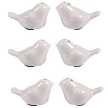 3X Saliere et Poivriere En Forme de L'Oiseau Ceramique pour Faveurs de Mariage - Blanc