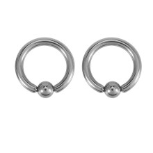 1 Pair Stainless Steel Captive Bead Ear Rings Hoop BCR Studs Piercing Jewelry Steel color, 8g(3.2mm)x16mm
