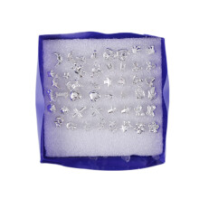 24Pairs/Set Wholesale Girl Mixed Shape Allergy Earring Stud Pin Lots Fashion ( Color: Silver)