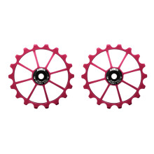 MEIJUN 2X 18T MTB Bicycle Rear Derailleur Jockey Wheel Ceramic Bearing Pulley Road Bike Guide Roller Idler 4mm 5mm 6mm(Red)