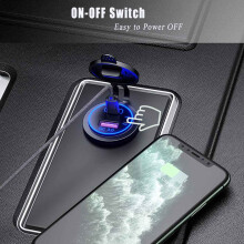 6X PD Type C USB Car Charger and QC 3.0 Quick Charger 12V Power Outlet Socket with /Off