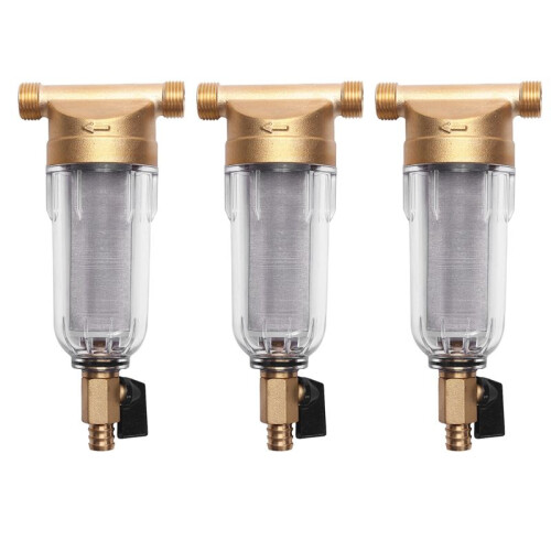 3X 4 Split-Mouth Water Filters Front Purifier Copper Lead Pre-Filter Backwash Remove Rust Contaminant Sediment Pipe