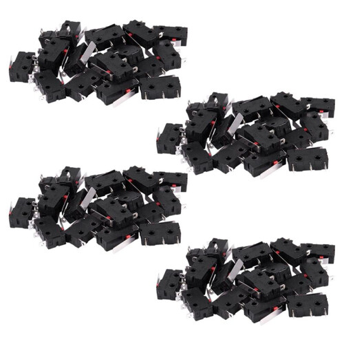 80Pcs AC 125V 250V 5A SPDT 3-Pin Momentary Plastic Micro Limit  Black+Silver