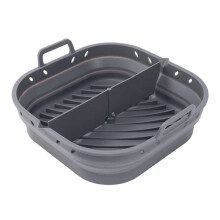 Air Fryer Silicone Plate Square Reusable Air Fryer Cooking Accessories Foldable 8.5in Airfryer Tool Baking Mold Grey