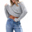 Women'S Oversized Cable Knit Crewneck Sweaters Gray S 1
