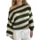 Damen Oversize-Pullover mit Streifen, Farbblock-Strick, Langarm-Sweatshirt, Lockerer Pullover, Y2K-Preppy-Pullover Armeegrün S 1