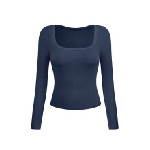 Womens Cotton Crop Tops Long Sleeve T Shirts Square Neck Y2k Tops Slim Fit Going Out Fall Fashion Clothes Dark S