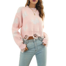 Sweater Y2K Harajuku Hip Hop Knit Butterfly Pullover Goth Fairy Streetwear Punk Tops Clothes  M