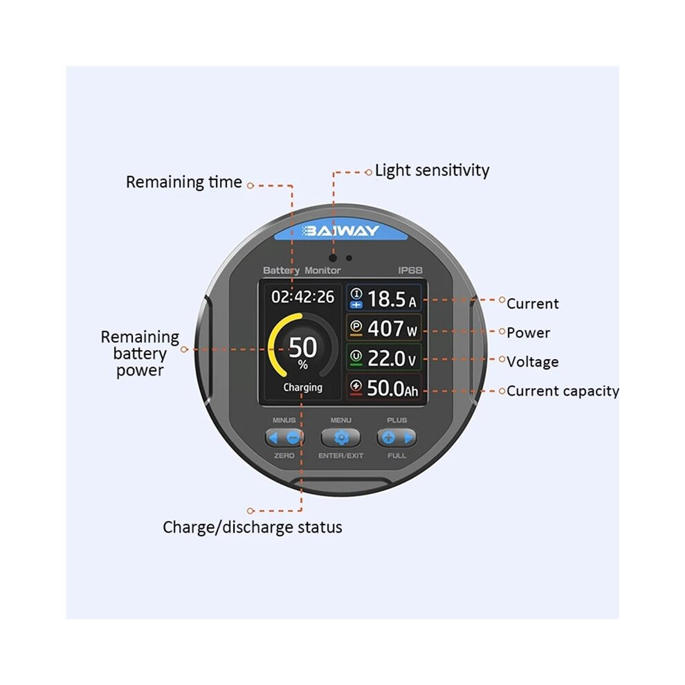Baiway 8-80V 350A Battery Tester Waterproof Coulometer Vehicle Battery Capacity Indicator Ammeter Voltmeter Battery Tester 6034227907884