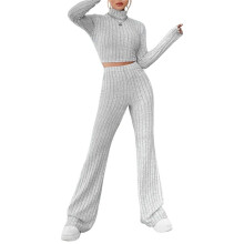 Womens Lounge Set Cute Long Sleeve Pajama Sets Casual 2 Piece Pj Outfit Fall Sleepwear Light Gray L