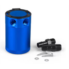 Universal Oil Catch Can Compact Baffled 2-Port Aluminum Reservoir Oil Catch Tank Fuel Tank Two Hole Breathable Kettle
