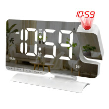Projection Clock for Bedroom Ceiling, Alarm Clocks with-White