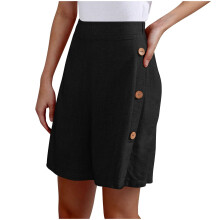 Women Casual ShortsAthletic Loose Running Short Pants-Black S