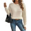 Damen Langarmpullover Herbst und Winter Süßer Rundhalsausschnitt Einfarbiger Strickpullover Reis Aprikose S 1
