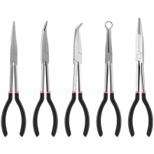 Verlengde Handgreep Punttang 5-Delige Set Elleboog O-Vormige Tang 25/45/90 Graden Gebogen Neustang Handgereedschap