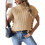 Damen-Pulloverweste mit Flügelärmeln, Rollkragen, Geripptes Strick-Tanktop, Basic-Slim-Fit-Oberteil Kamel Einheitsgröße 1