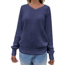 Womens Cable Knit Soft Business Casual Trendy Classic Pullover Sweaters Fall Outfits Navy  M