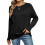 Damen Casual Langarm Pullover Loose Strick Solid Pullover Pullover Jumper Tops Schwarz M 1
