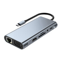 11-in-1 USB C HUB Docking Station 4K Type C to -Compatible HUB Adapter USB-C to VGA RJ45 PD 100W USB Hub