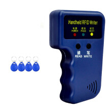 125-KHz-RFID-Kartenleser + 4 Schlüsselanhänger-Set, Kopierer, Schreiber, Duplizierer, Programmierer, Ausweiskopie, EM4305, T5577, Jeweils