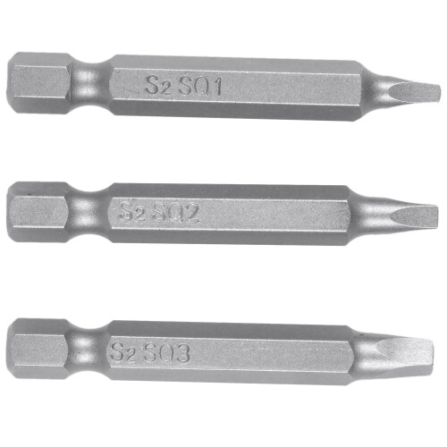 3Pcs 50Mm 1/4 Inch Hex Square Bits Square  Screwdriver Bits S2 Alloy Steel Magnetic Screwdriver Bits Set Hand Tools