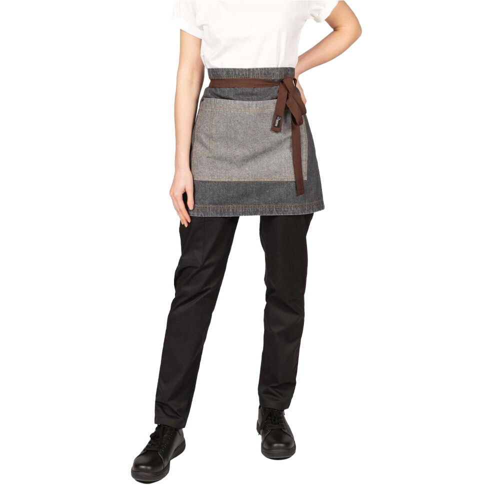 Dennys Unisex Adult Cotton Waist Apron - Grey/Black Denim - Image 2