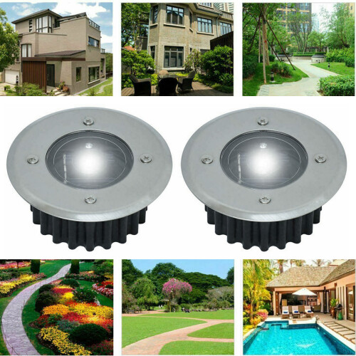 4x Solar-Powered Stainless Steel LED Deck Lights 2
