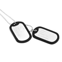 2X Halskette Kette Anhaenger 2 Platte Identitaet Hunt Etikett Legierung Mode Maenner