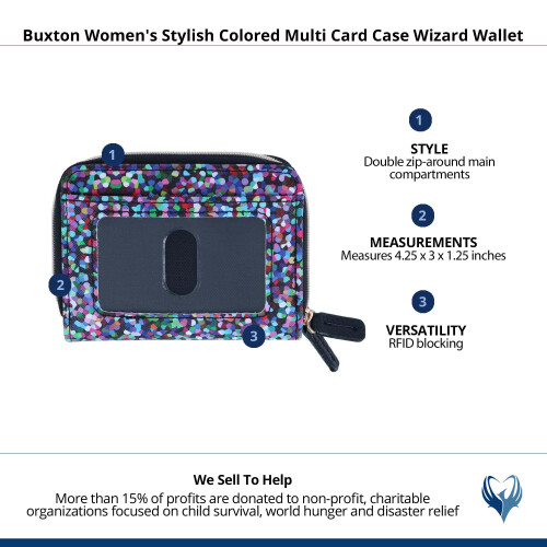 Buxton Women's Stylish Colored Multi Card Case Wizard Wallet 1