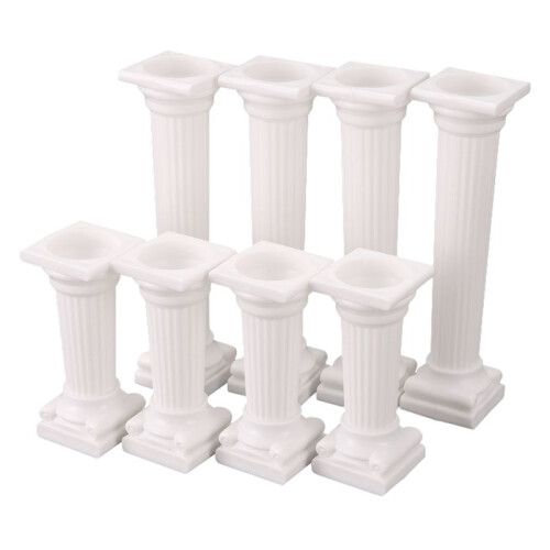 8 Pcs / Ensemble Blanc Petit + Grand Piliers En Plastique De Gâteau, Support De Gâteau Fondant Moisissure De Saint Valentin De Mariage Anniversaire
