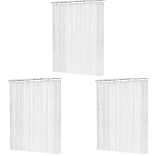 3 Stk 180 cm x 180 cm Kunststoff Peva Wasserdicht Dusch Vorhang Transparent Weiß Klar Bad Vorhang Luxus Bad Vorhang mit Haken