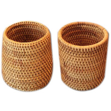 2x Rattan Chopsticks Tube Shovel Spoons Bucket Dinner Knives Forks Tableware Storage Box Home Storage Baskets A & B