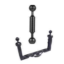 Dual Handheld Stabilizer Diving Underwater Camera Housings Tray/Grip with Carbon Fiber Float Extension Arm