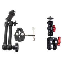 11 Inch Friction Articulating Magic Arm + Super Clamp Crab Plier Clip & Magic Arm Double Hot Shoe Crab Claw