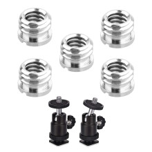 5 Pcs 1/4 Inch to 3/8 Inch Convert Screw Standard Adapter & 2 Pcs with Hot Shoe Mount Adapter