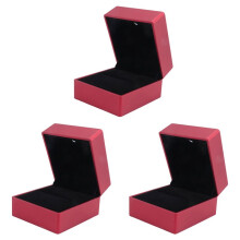 3X Rings Display Box Storage Morbido Velluto Vassoio Case Holder Stand Display Storage Box Visualizza Jewelry Organizer LED Light Ring Box Rosso