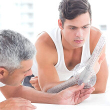 2X 12-Zoll-Goniometer, Transparentes Orthopädisches Winkellineal Kunststoff-Goniometer 360-Grad-Wirbelsäulen-Goniometer Zur Körpermessung