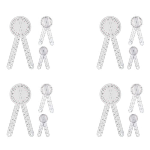 12-Piece Goniometer 6/8/12 Inch Occupational Therapy Protractor Tool Measuring Angle Ruler 360 Degree Universal