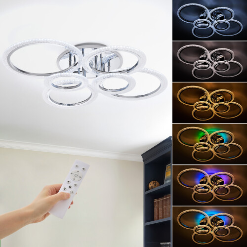 Living And Home 6-Light Adjustable RGB LED Ceiling Light with Remote Control 2