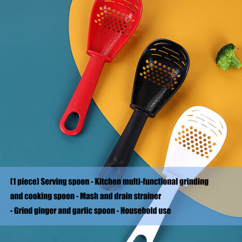 Convenient Strainer Cooking Spoon Featuring Grinding-Red 1PC 2