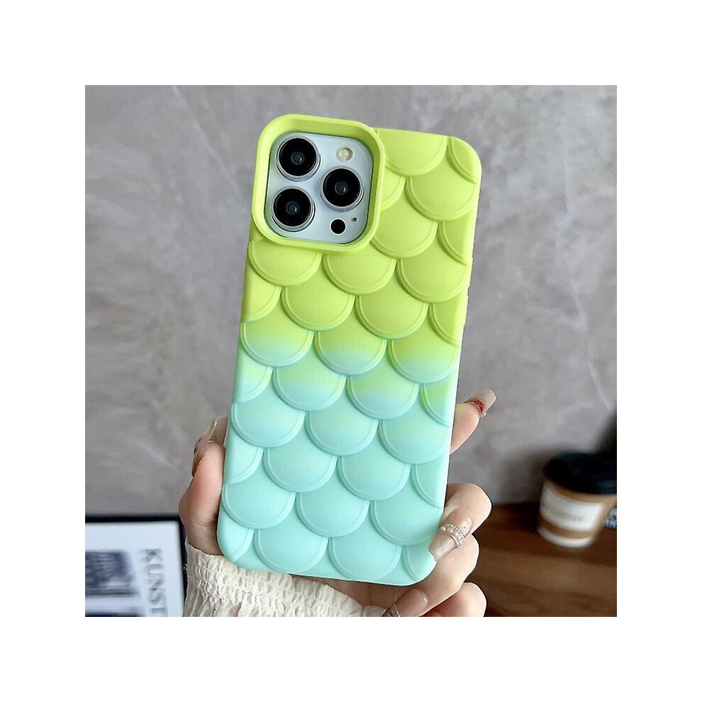 Compatible Iphone 13 Gradient Mermaid Scale Skin Feel Phone Case:blue Green 6005829416319