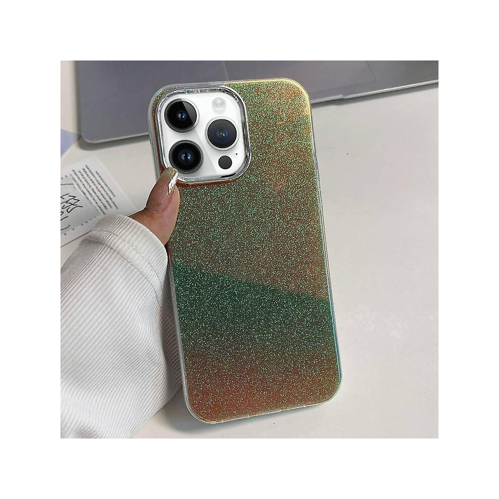 Compatible Iphone 13 Electroplated Frame Imd Glitter Powder Phone Case: Green 3654584403428