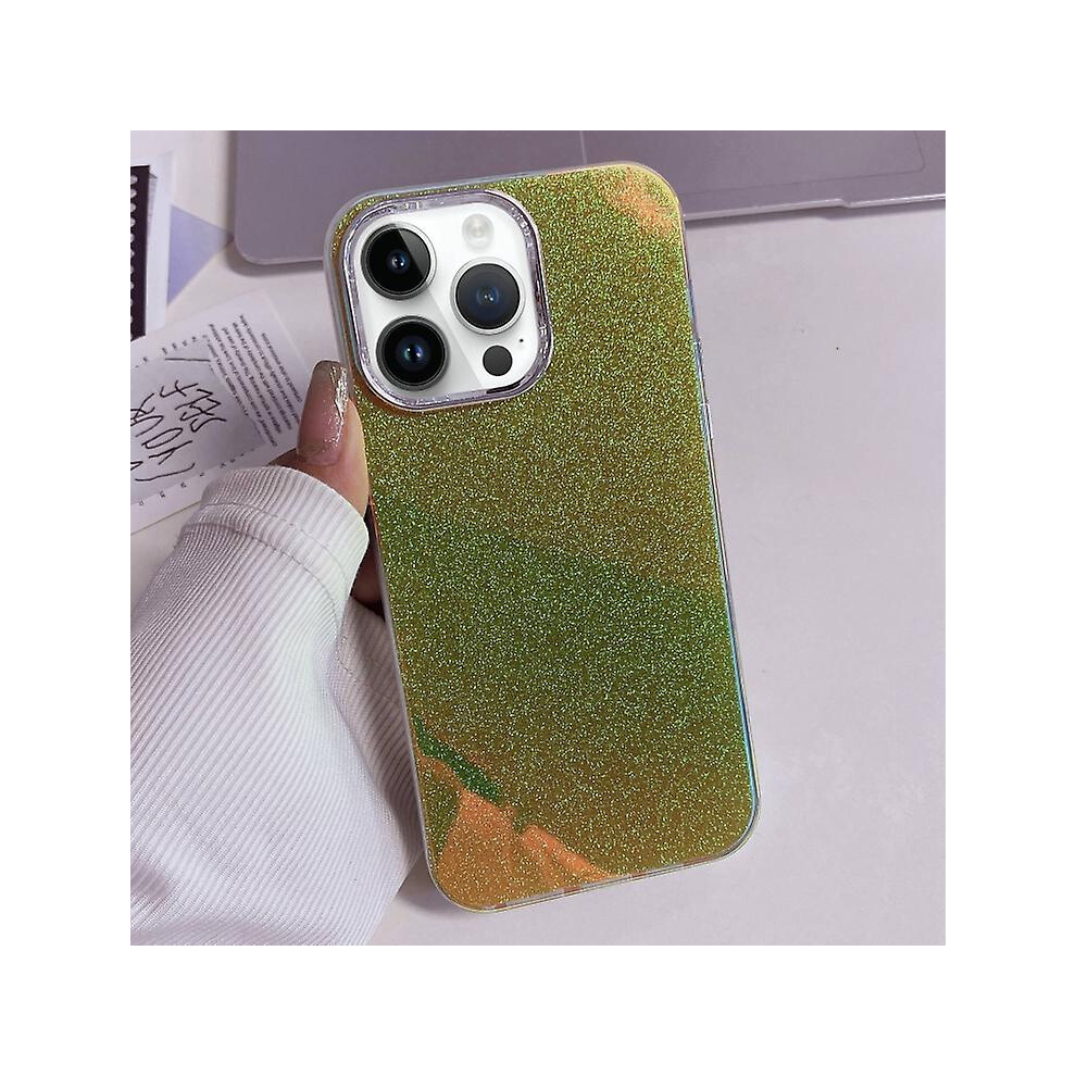 Compatible Iphone 13 Electroplated Frame Imd Glitter Powder Phone Case: Yellow 4908972320149
