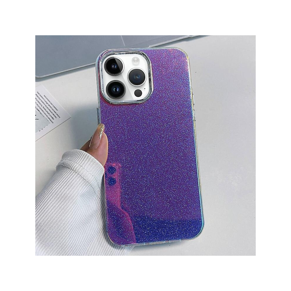 Compatible Iphone 13 Electroplated Frame Imd Glitter Powder Phone Case: Blue 3654584403411